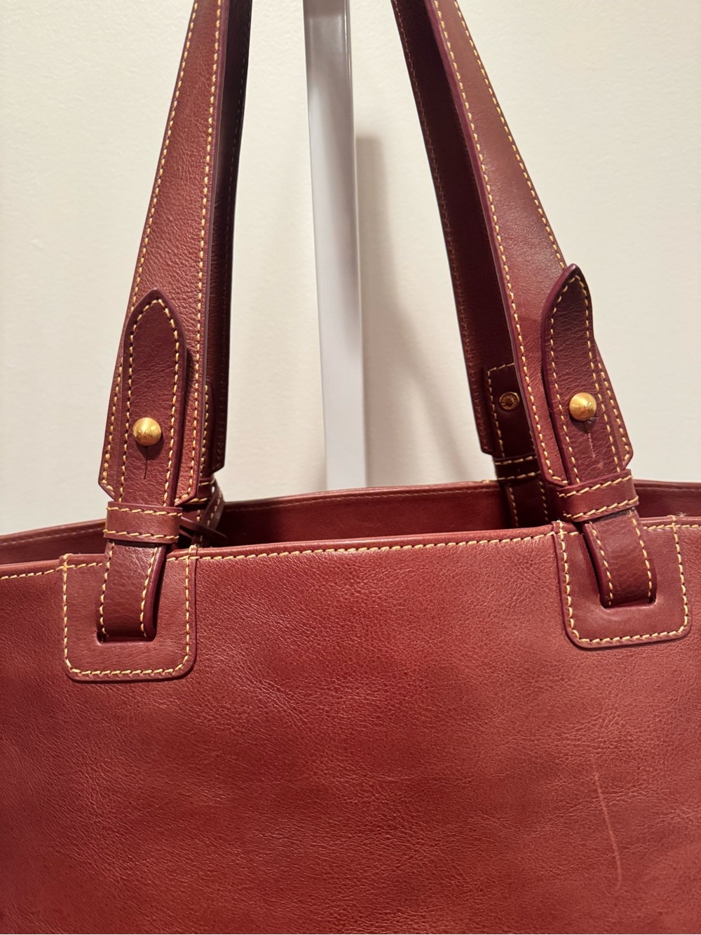 Dooney & Bourke Extra Large Florentine Leather Suzette Tote in Chestnut - Picture 12 of 14